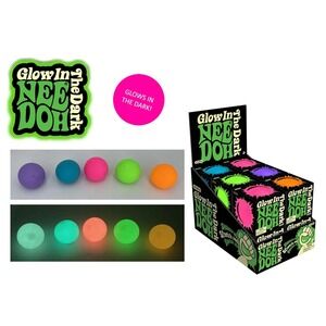 GREEN -*NEW* Nee Doh Teenie Groovy Glob GLOW IN THE DARK Squish Toy! L@@K